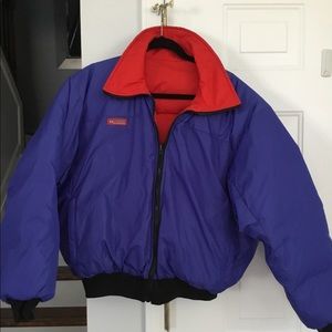 Columbia VINTAGE Red blue reversible jacket mens size L NEW NEVER WORN